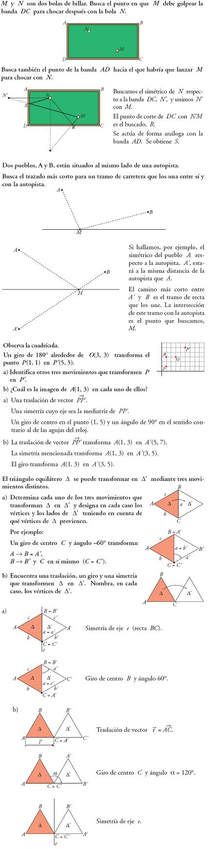 Matemáticas. Piensa y resuelve. Problemas resueltos 3ºESO de transformaciones geométricas