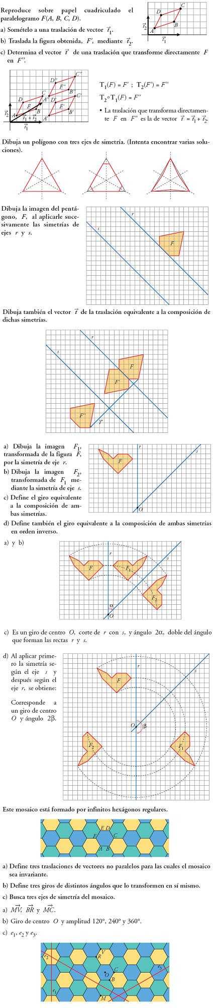 Matemáticas. Practica transformaciones geométricas. Problemas resueltos.