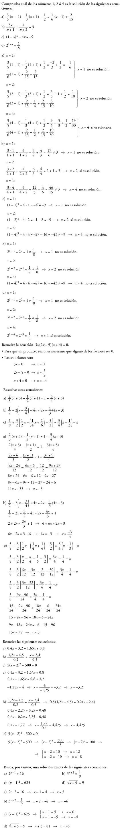 Matemáticas. Practica ejercicios ecuaciones. Problemas resueltos.