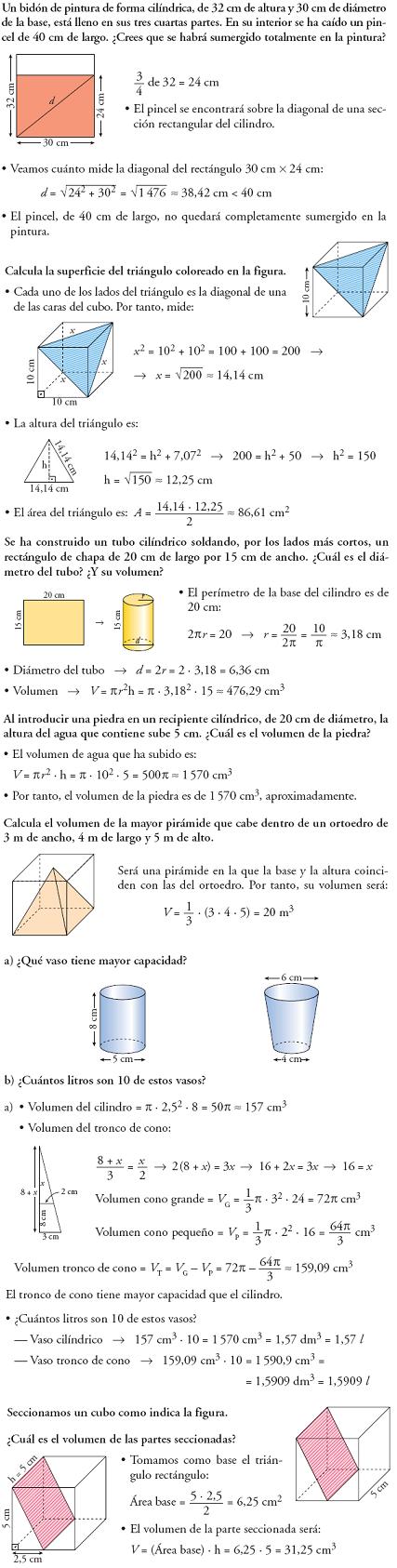 Matemáticas. Piensa y resuelve. Problemas resueltos 3ºESO de figuras en el espacio