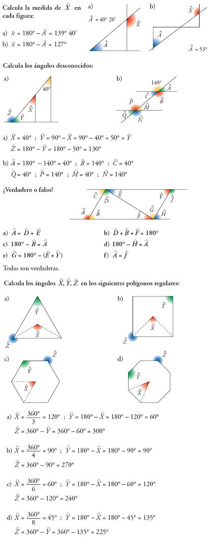 matemáticas 3º ESO ángulos geometría problemas resueltos