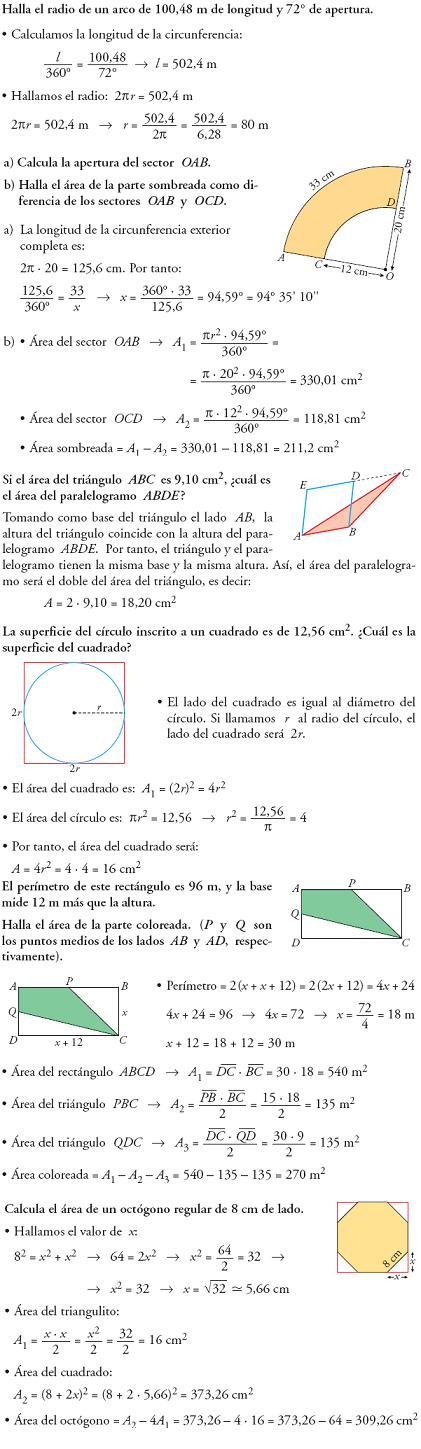 Matemáticas. Piensa y resuelve. Problemas resueltos 3ºESO de figuras planas y lugares geometricos