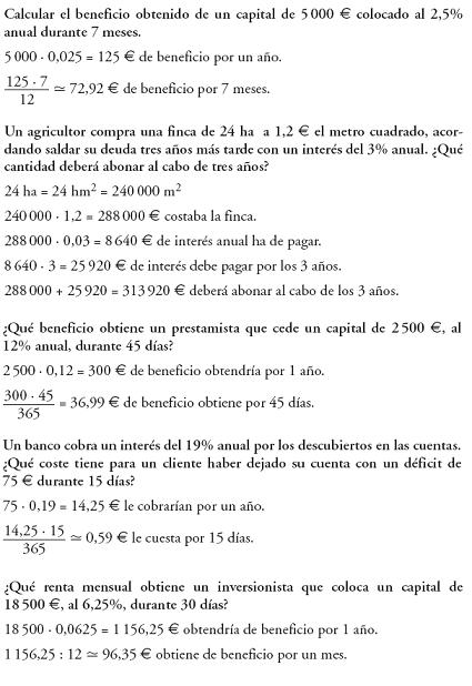 Matemáticas. Problemas resueltos de proporcionalidad. Interés simple