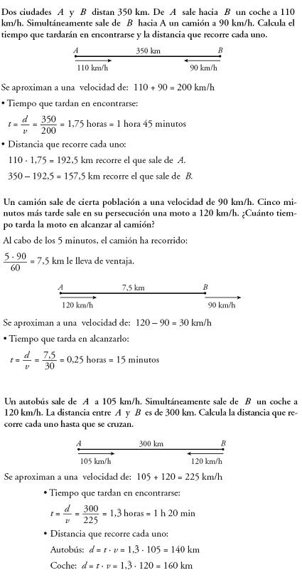 Matemáticas. Problemas resueltos 3º ESO - Móviles. Distancias y tiempos