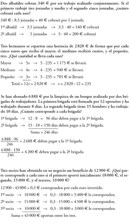 Matemáticas. Repartos proporcionales