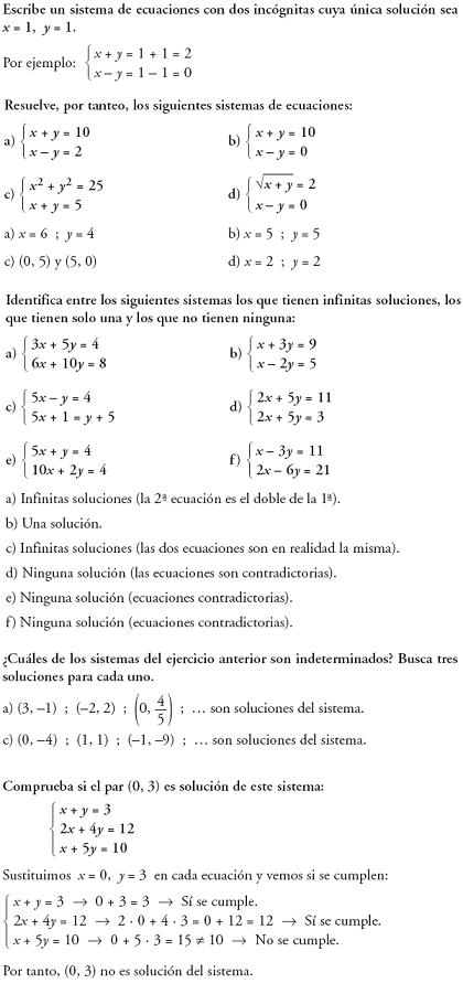 Matemáticas. Reflexionar sobre la teoría de sistemas de ecuaciones